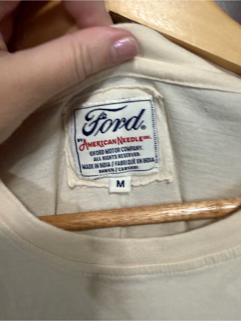 NWOT Ford Bronco Men's Retro Graphic Tee - Cream with Blue Print - M - Picture 3 of 4